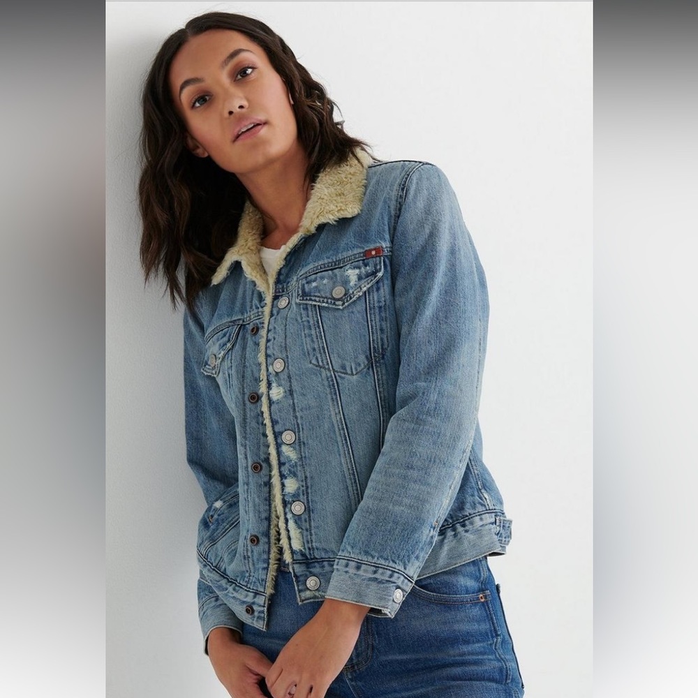Lucky brand Sherpa denim trucker jacket